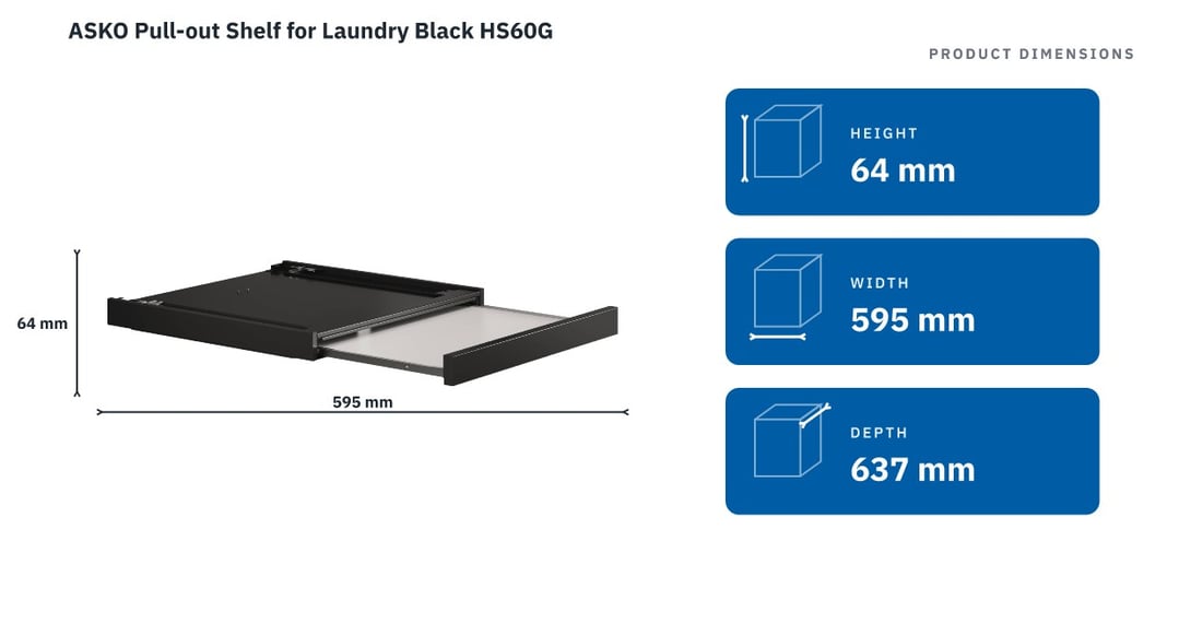 ASKO Pull-out Shelf for Laundry Black HS60G — product dimensions