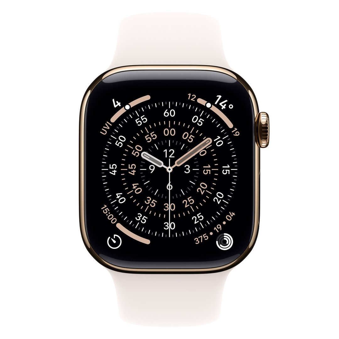 Apple Watch Series 11 46mm Gold Titanium Case GPS + Cellular Sport Band (M/L) (Light Blush) MFD64X/A