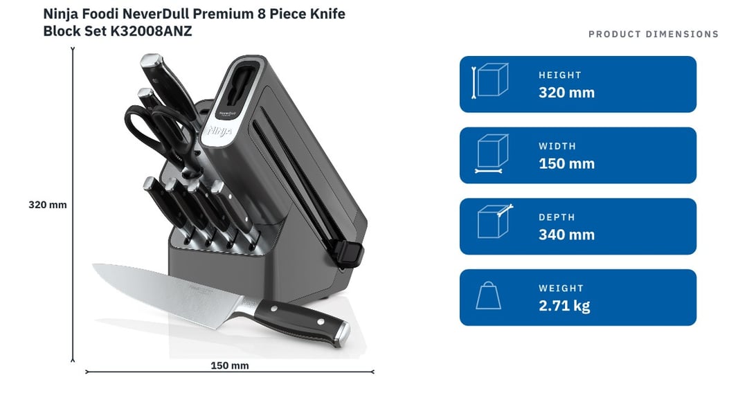 Ninja Foodi NeverDull Premium 8 Piece Knife Block Set K32008ANZ