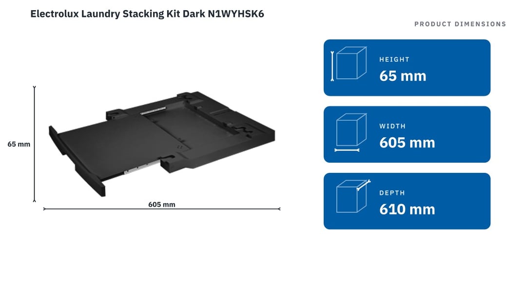 Electrolux Laundry Stacking Kit Dark N1WYHSK6 — product dimensions