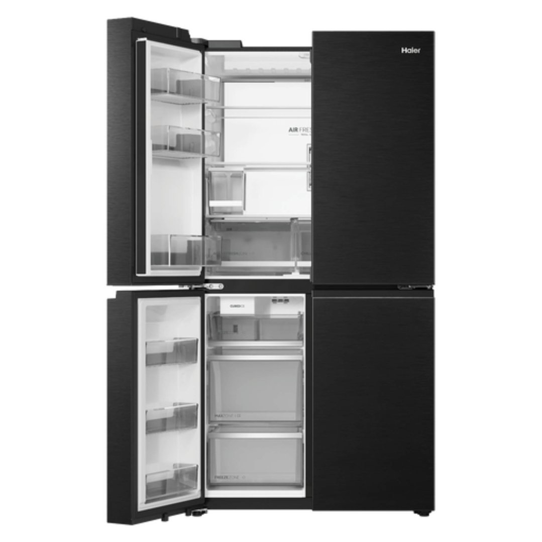 Haier 672L, Quad Door Refrigerator Freezer, Ice & Water, Non-Plumbed, Black HRF690YNC