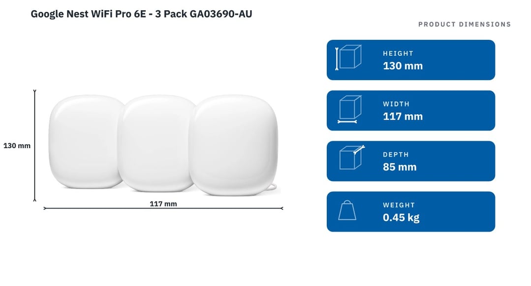 Google Nest WiFi Pro 6E - 3 Pack. GA03690-AU - Bing Lee