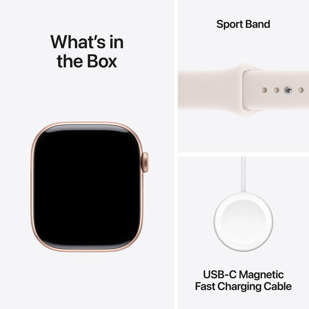 Apple Watch Series 11 46mm Rose Gold Aluminium Case GPS Sport Band (M/L) (Light Blush) MEV74X/A