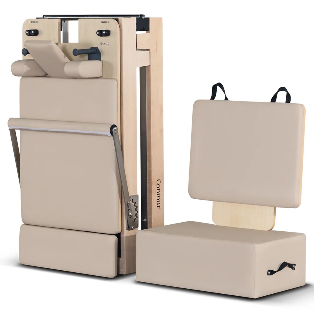 Lifespan Fitness Contour Folding Wooden Pilates Reformer Machine - Beige LFRF-CONTFLD2B