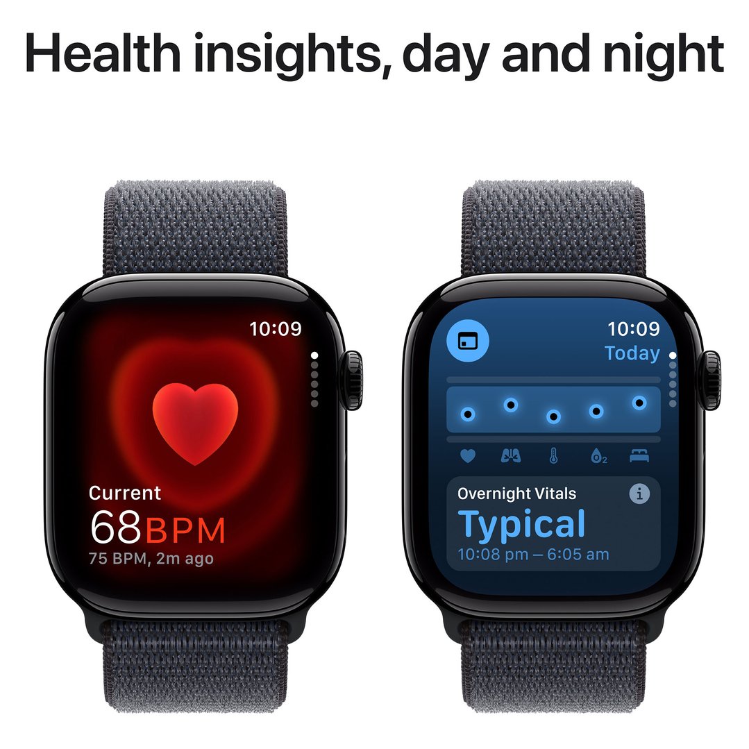 Apple Watch Series 10 46mm Jet Black Aluminium Case GPS + Cellular Sport Loop (Ink) MWY53ZP/A