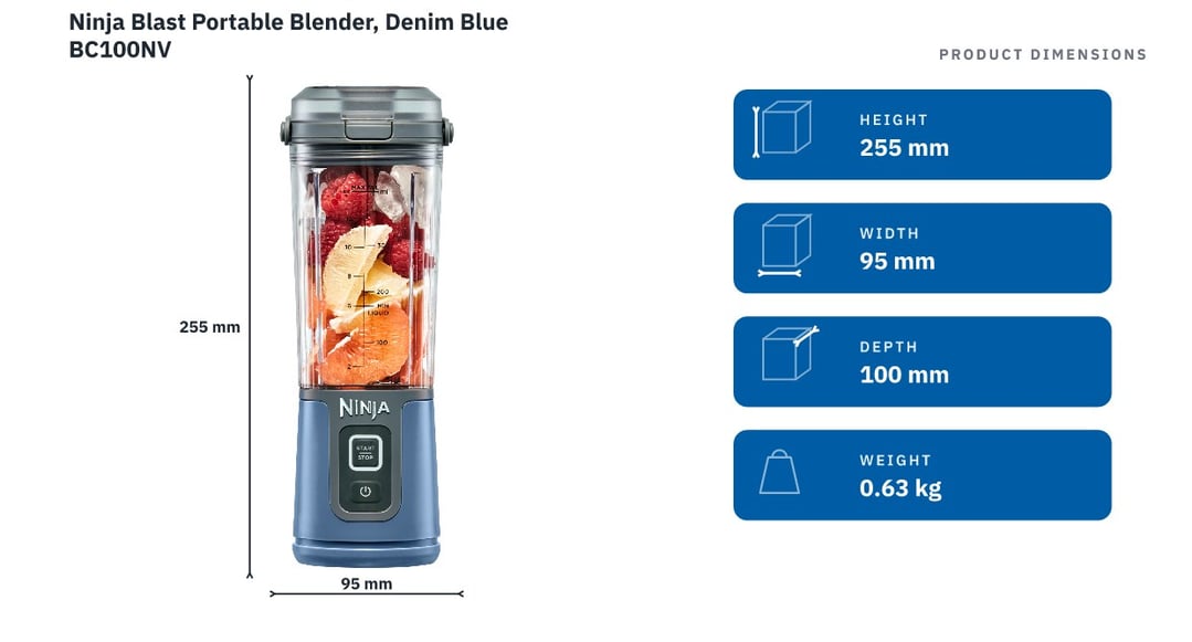 Ninja Blast Portable Blender, Denim Blue BC100NV