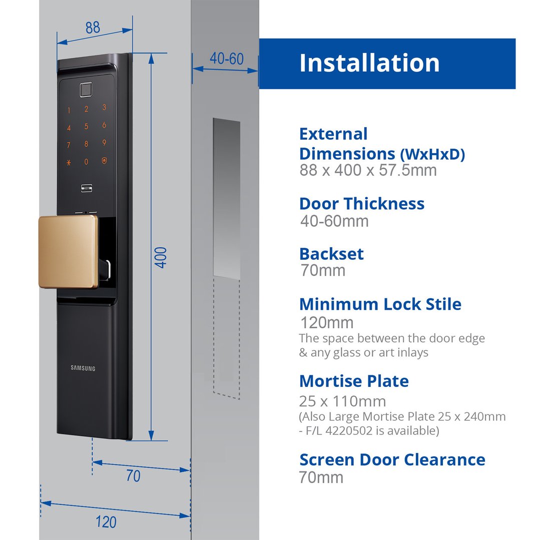 Samsung Smart Wi-Fi Fingerprint Mortise Door Lock SHP-R80