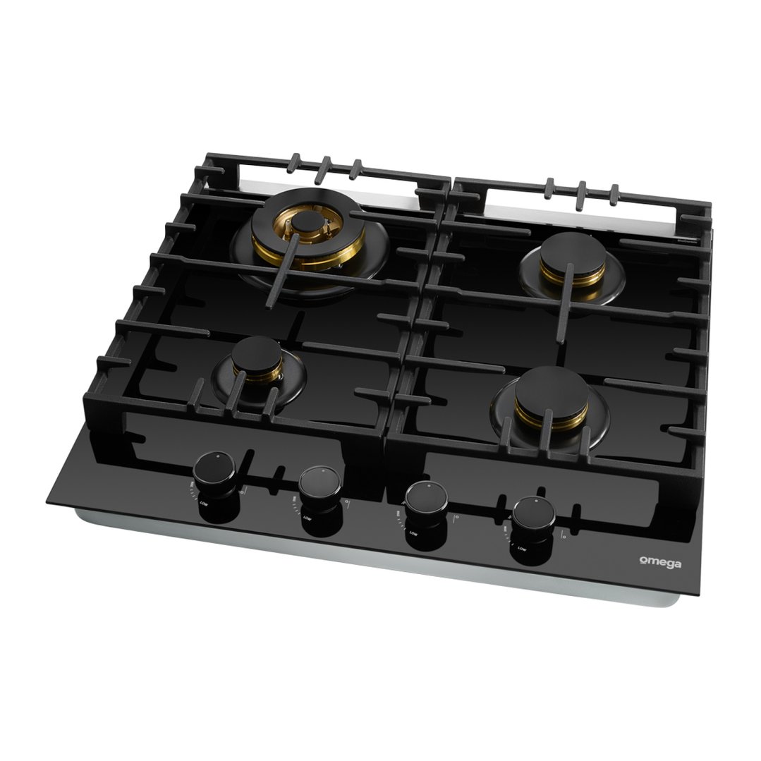 Omega 60cm Gas on Glass Cooktop. OCGG604WB