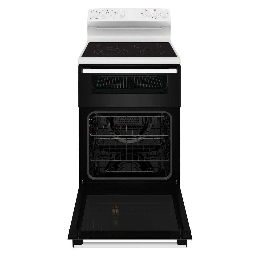 Westinghouse 60cm freestanding electric oven and ceramic cooktop, white WLE642WCB