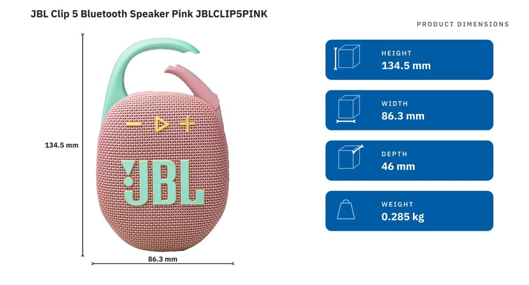 JBL Clip 5 Bluetooth Speaker Pink JBLCLIP5PINK
