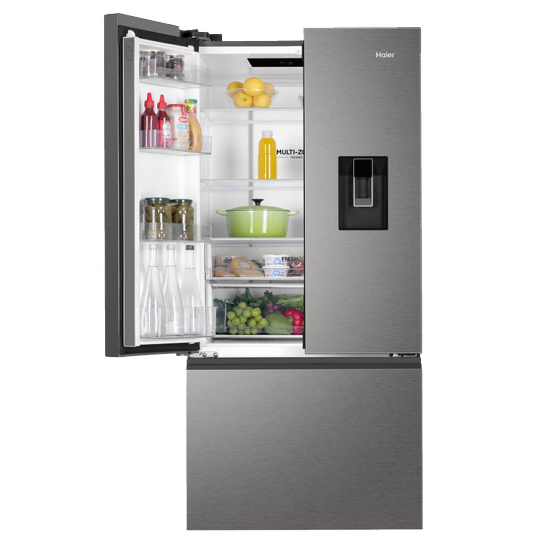 Haier 509L 500 Series French Door Refrigerator Freezer Satina HRF510FHS