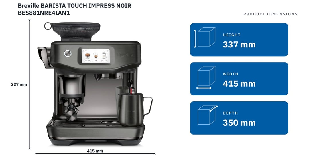 Breville BARISTA TOUCH IMPRESS NOIR BES881NRE4IAN1 — product dimensions