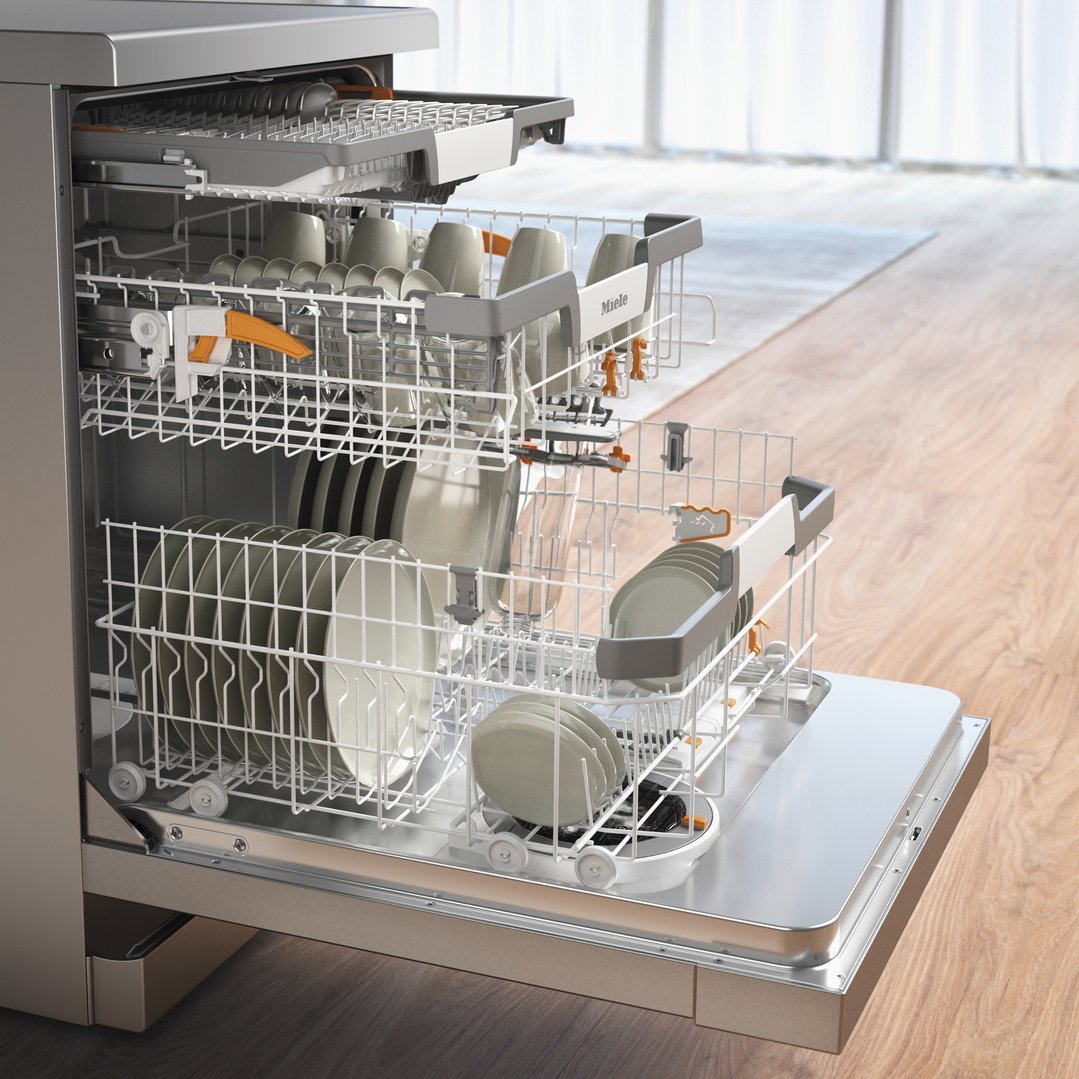 Miele 60cm Freestanding Dishwasher with AutoOpen Drying and Automatic Dispensing PowerDisk CleanSteel G7130SCCLST