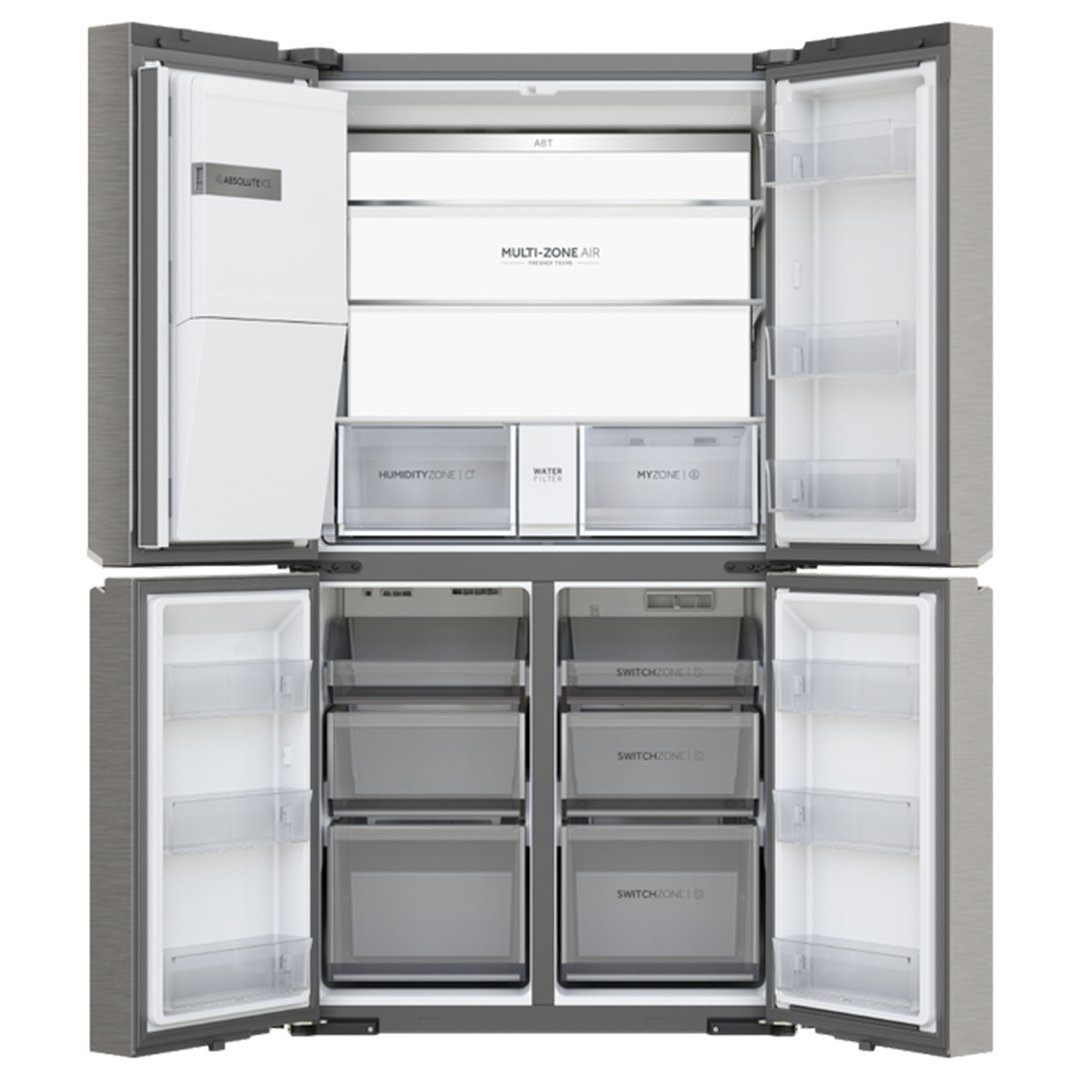 Haier 601L 600 Series Quad Door Refrigerator Freezer - Satina HRF680YZS