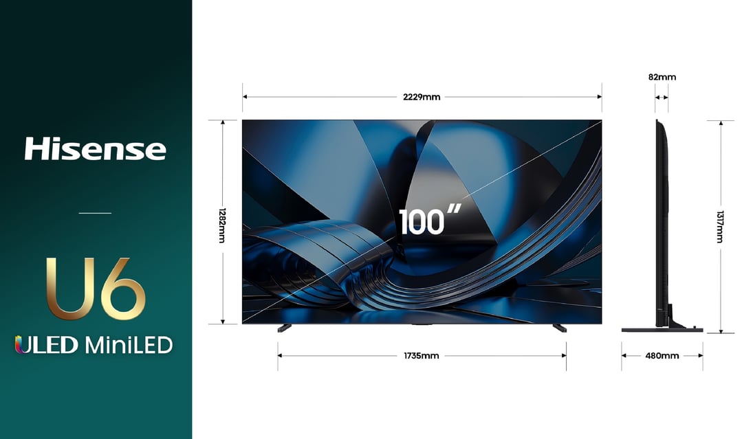 Hisense 100" ULED MiniLED U6S Hi-QLED 165Hz 4K Smart AI TV (2026) 100U6SAU