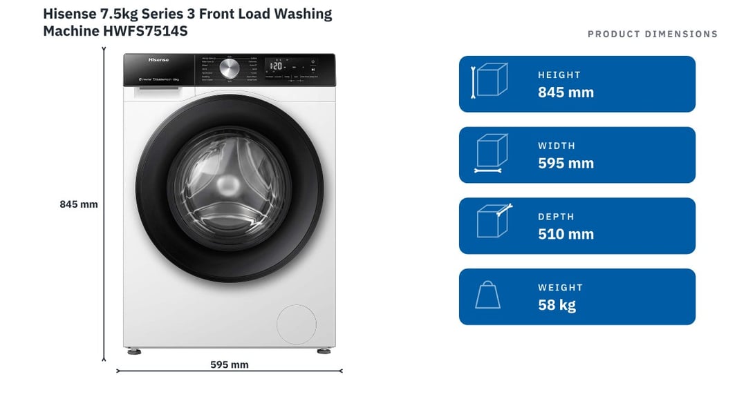 Hisense 7.5kg Series 3 Front Load Washing Machine HWFS7514S