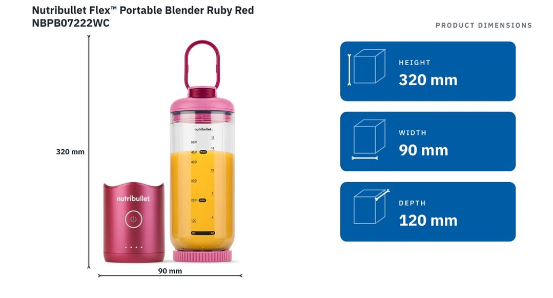 Nutribullet Flex™ Portable Blender Ruby Red NBPB07222WC