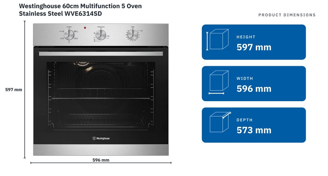 Westinghouse 60cm Multifunction 5 Oven Stainless Steel WVE6314SD