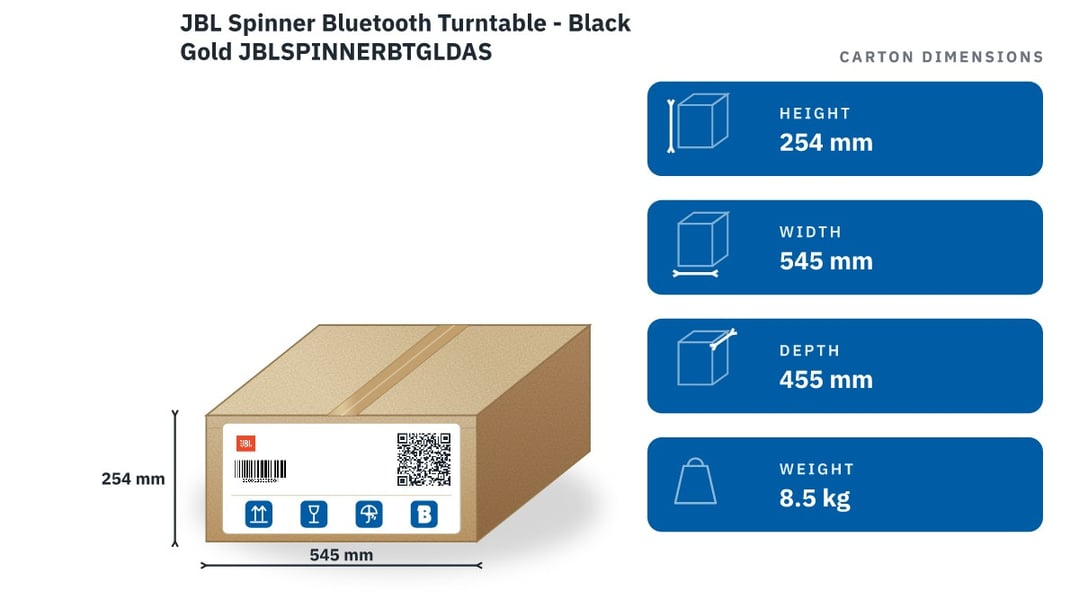 JBL Spinner Bluetooth Turntable - Black Gold JBLSPINNERBTGLDAS