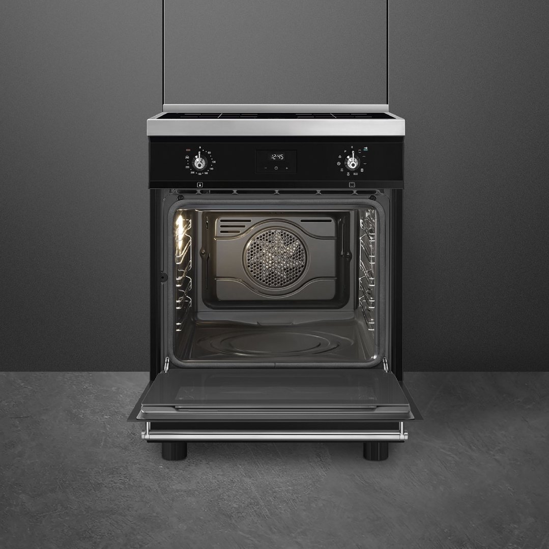 Smeg 60cm Classic Pyrolytic 4 Zone Induction Freestanding Cooker - Gloss Black C6IPBLT2