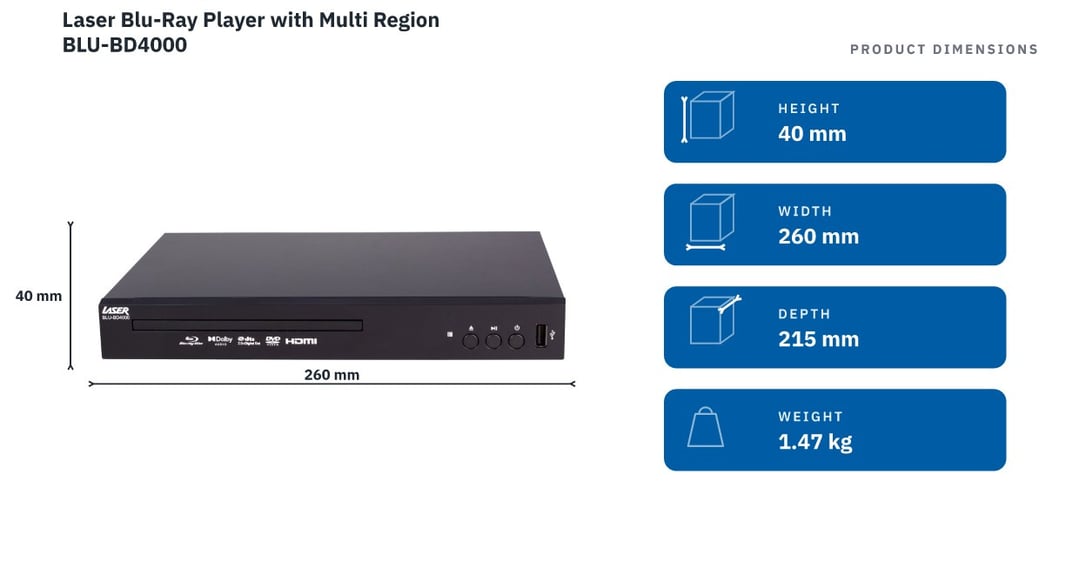 Laser Blu-Ray Player with Multi Region. BLU-BD4000 - Bing Lee