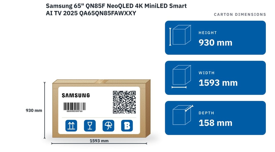 Samsung 65" QN85F NeoQLED 4K MiniLED Smart AI TV 2025 QA65QN85FAWXXY