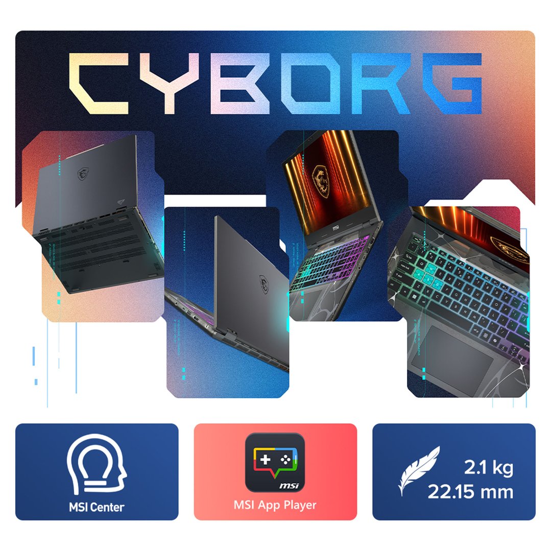 MSI Cyborg 15 15.6" FHD 144Hz, GeForce RTX 5060, Raptor Lake i5-13420H Processor, DDR5 16GB RAM, 512GB SSD Gaming Laptop B13WFKG-1247AUNN