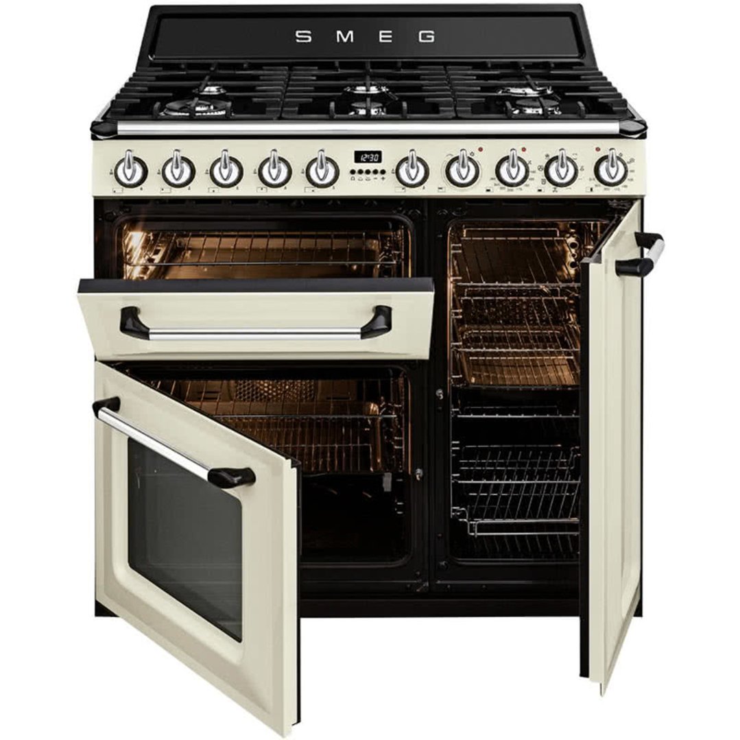 Smeg 90cm Thermoseal Freestanding Cooker Panna TRA93P