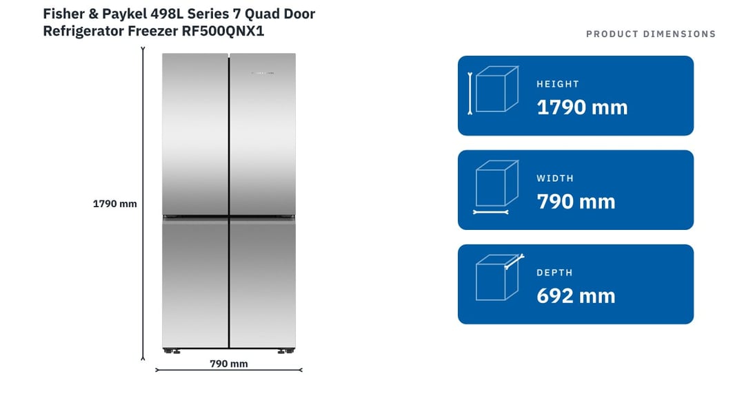 Fisher & Paykel 498L Series 7 Quad Door Refrigerator Freezer RF500QNX1