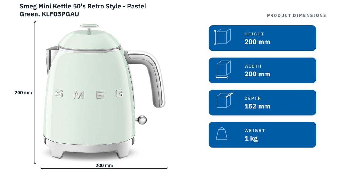 Smeg Mini Kettle 50's Retro Style - Pastel Green KLF05PGAU