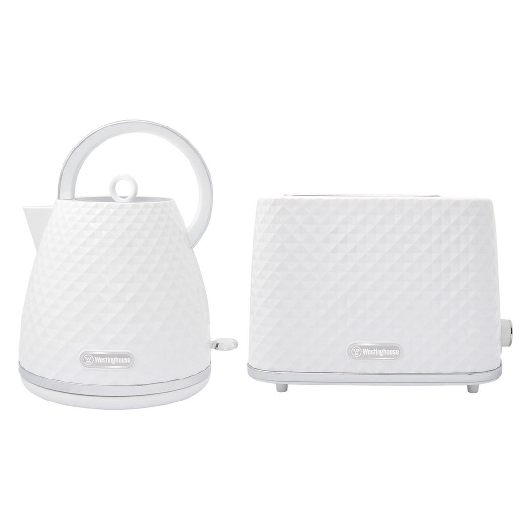 Westinghouse Kettle and Toaster Pack White Diamond 1.7L Kettle, 2 Slice Toaster WHKTPK09W