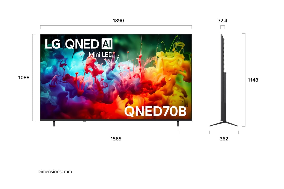 LG 85" QNED70B 4K AI Mini LED Smart TV 2026 85QNED70BSA