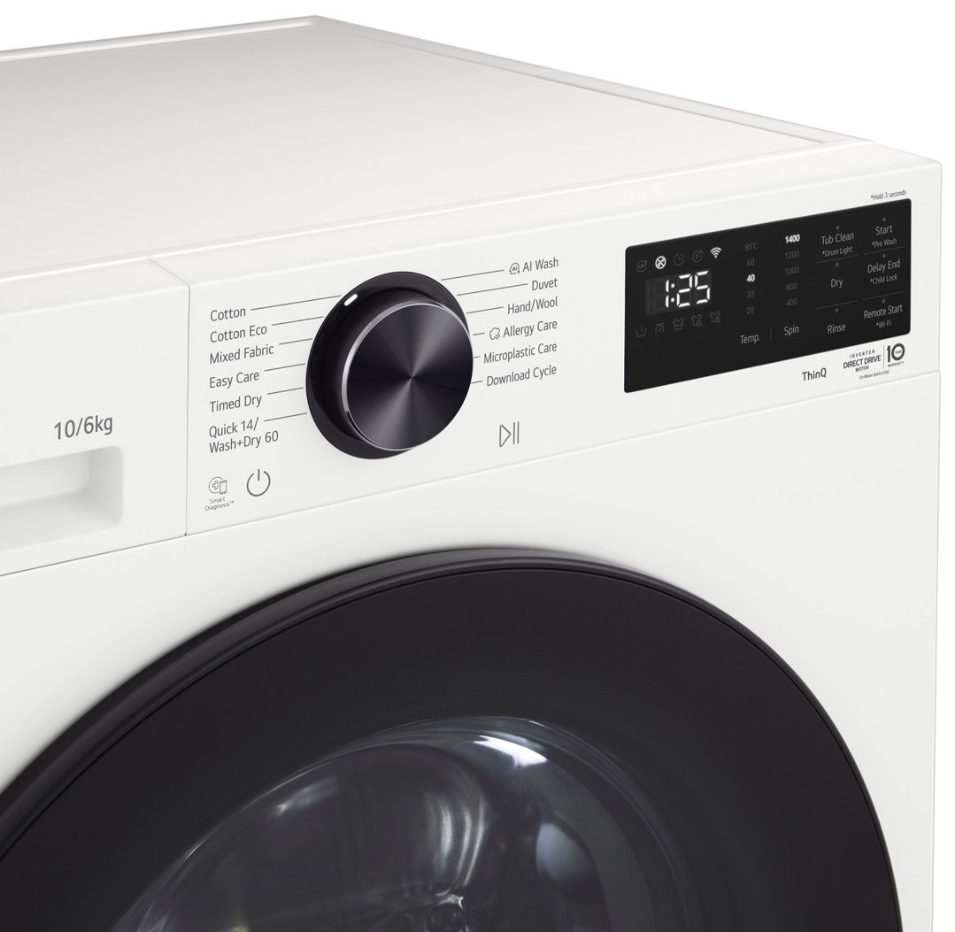 LG 10/6kg Series 3 Front Load Washer Dryer Combo - AI Wash - White WXC3-1410W