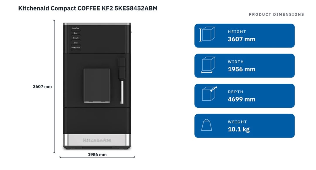 Kitchenaid Compact COFFEE KF2 5KES8452ABM — product dimensions