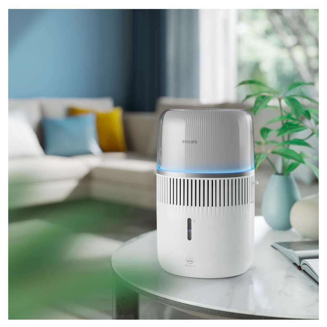 Philips Series 5000 Evaporative Humidifier on a table in a living room
