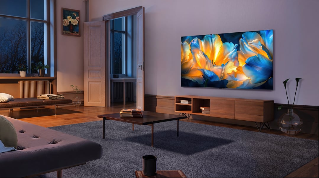 A TCL 65 inch C6K QD-MiniLED Google TV in a living room