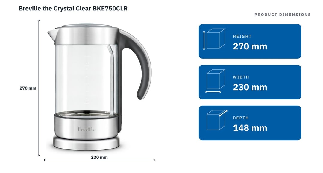 Breville the Crystal Clear BKE750CLR — product dimensions