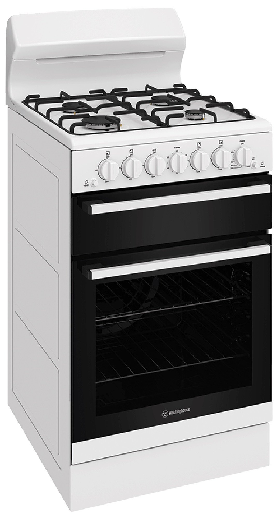 Westinghouse 54cm Freestanding Gas Oven and Gas Cooktop - White WLG510WCH