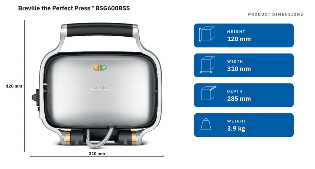 Breville the Perfect Press™ BSG600BSS — product dimensions