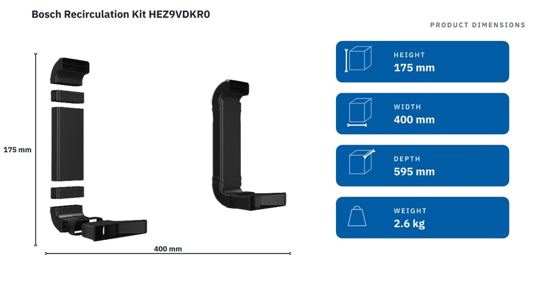 Bosch Recirculation Kit HEZ9VDKR0 — product dimensions