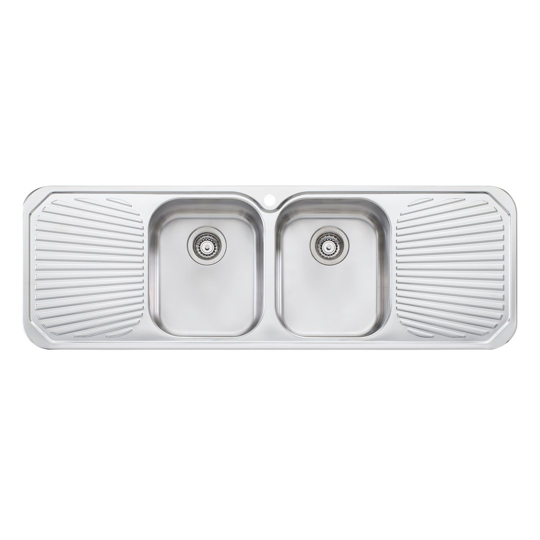 Oliveri Petite Double Bowl Sink With Double Drainer PE353