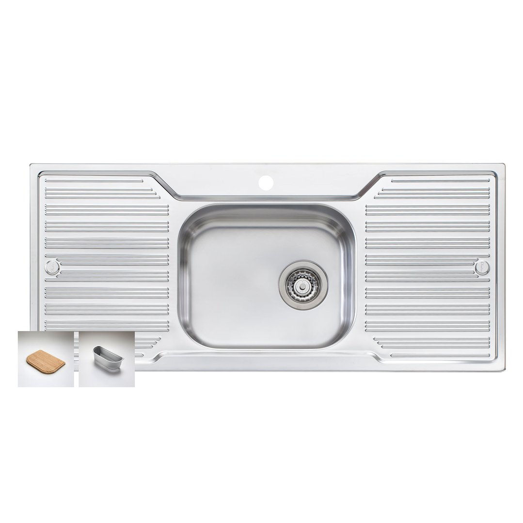 Oliveri Single Bowl with Double Drainer + AC15 / AC1820 DZ133
