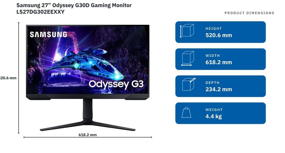 Samsung 27” Odyssey G30D Gaming Monitor LS27DG302EEXXY
