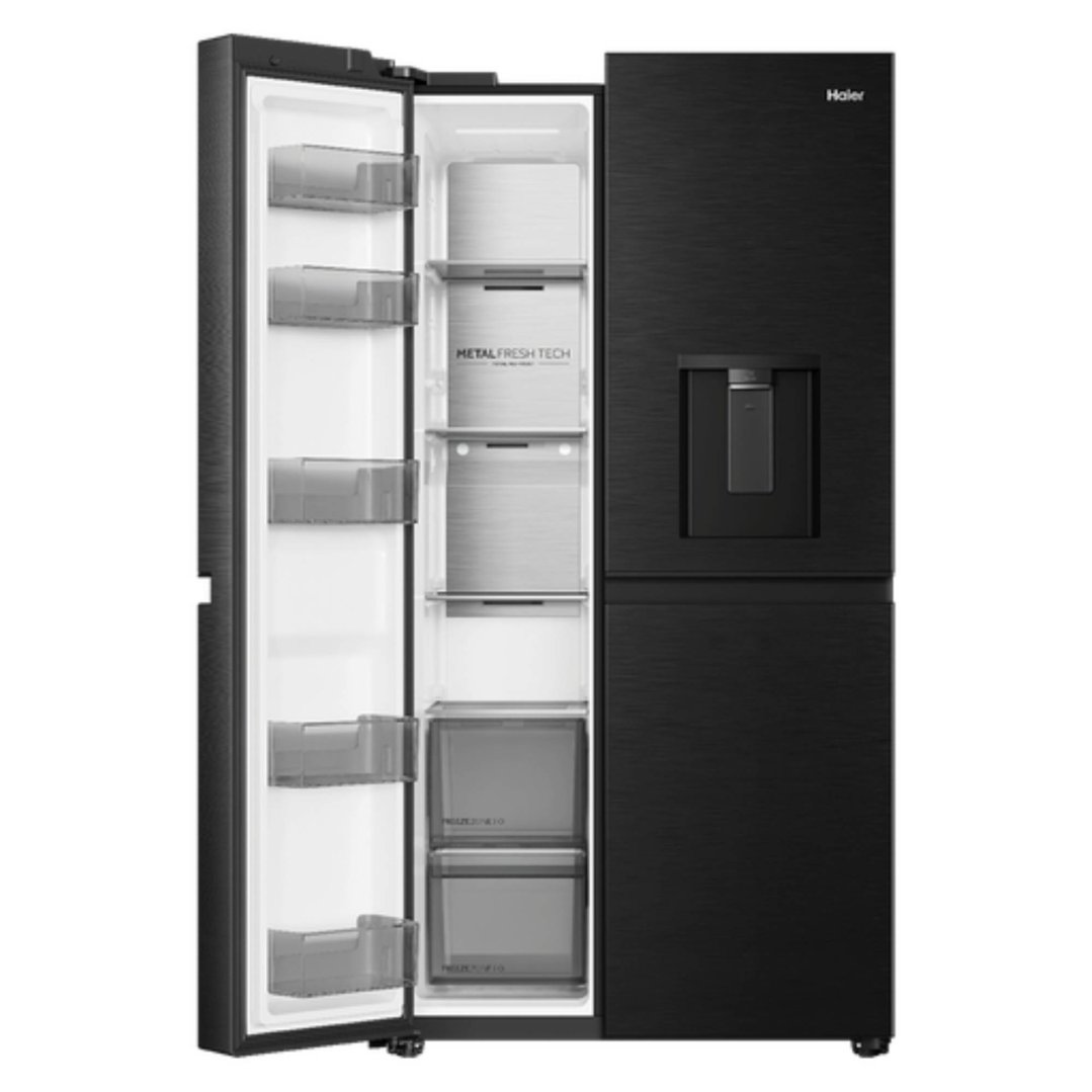 Haier 661L 500 Series, Side-by-Side Refrigerator Freezer, Water, Non-Plumbed, Black HRF650XHC