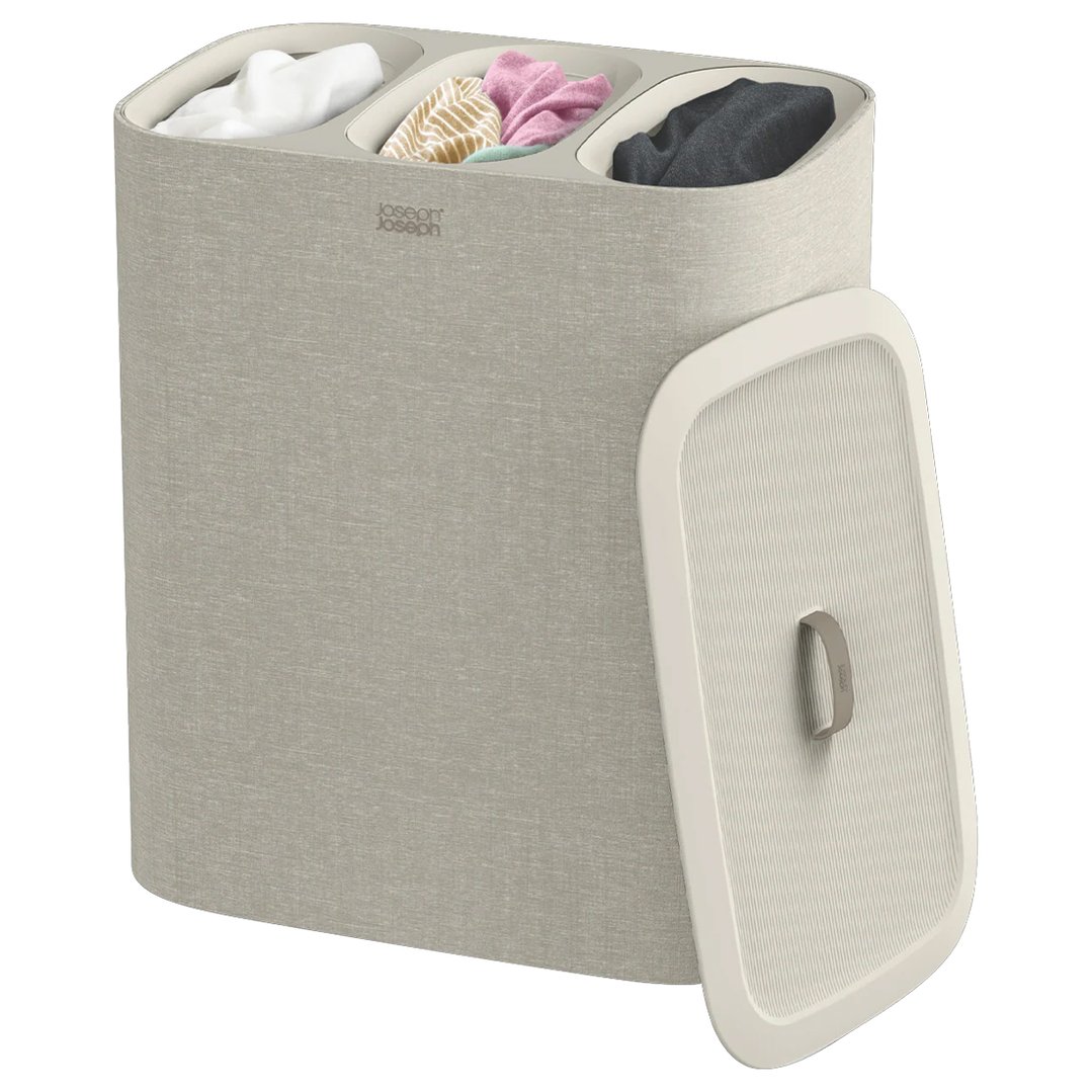 JOSEPH JOSEPH Tota Trio 90L Ecru Laundry Separation Basket 50021