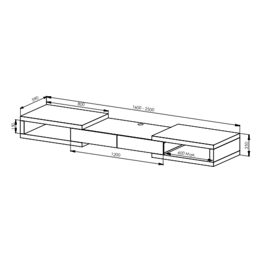 Tauris Split 2500 Entertainment Unit Dark Oak SPLIT2500DO