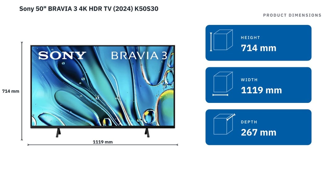 Sony 50" BRAVIA 3 4K HDR TV (2024) K50S30