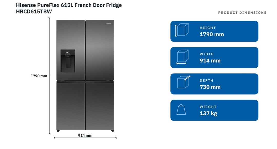 Hisense PureFlex 615L French Door Fridge HRCD615TBW