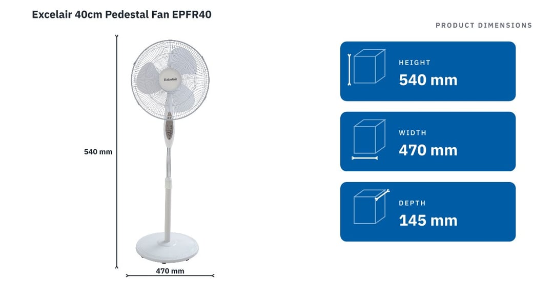Excelair 40cm Pedestal Fan EPFR40