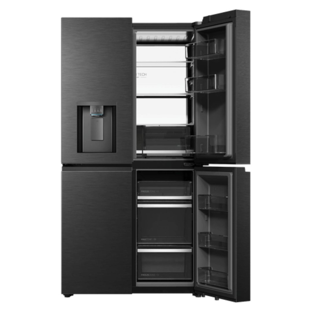 Haier 624L, Quad Door Refrigerator Freezer, Ice & Water, Plumbed, Black HRF690YZC